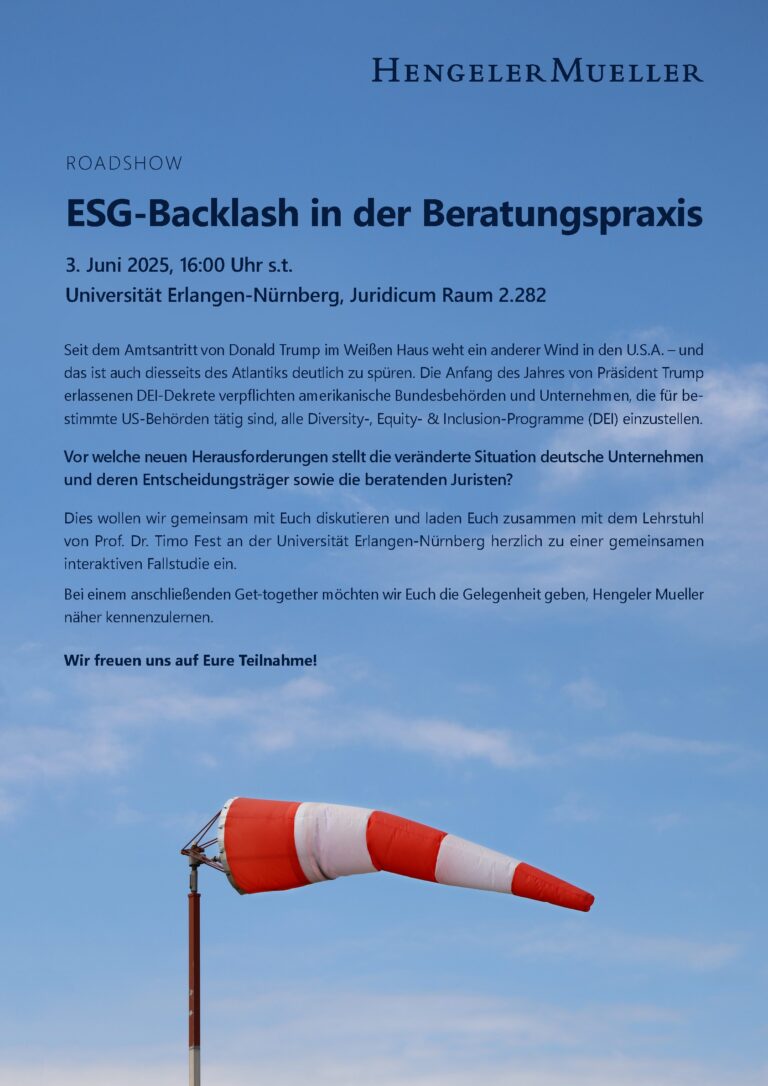 Workshop mit Hengeler Mueller am 3. Juni 2025